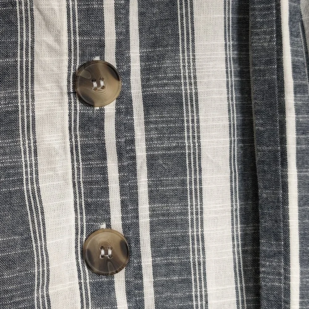 100% Cotton Mine Blue/White Striped Mini Skirt sz M